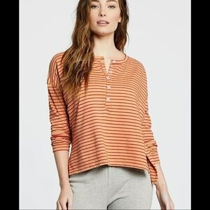 Maison Du Soir White Label Striped Pajama Top NWT